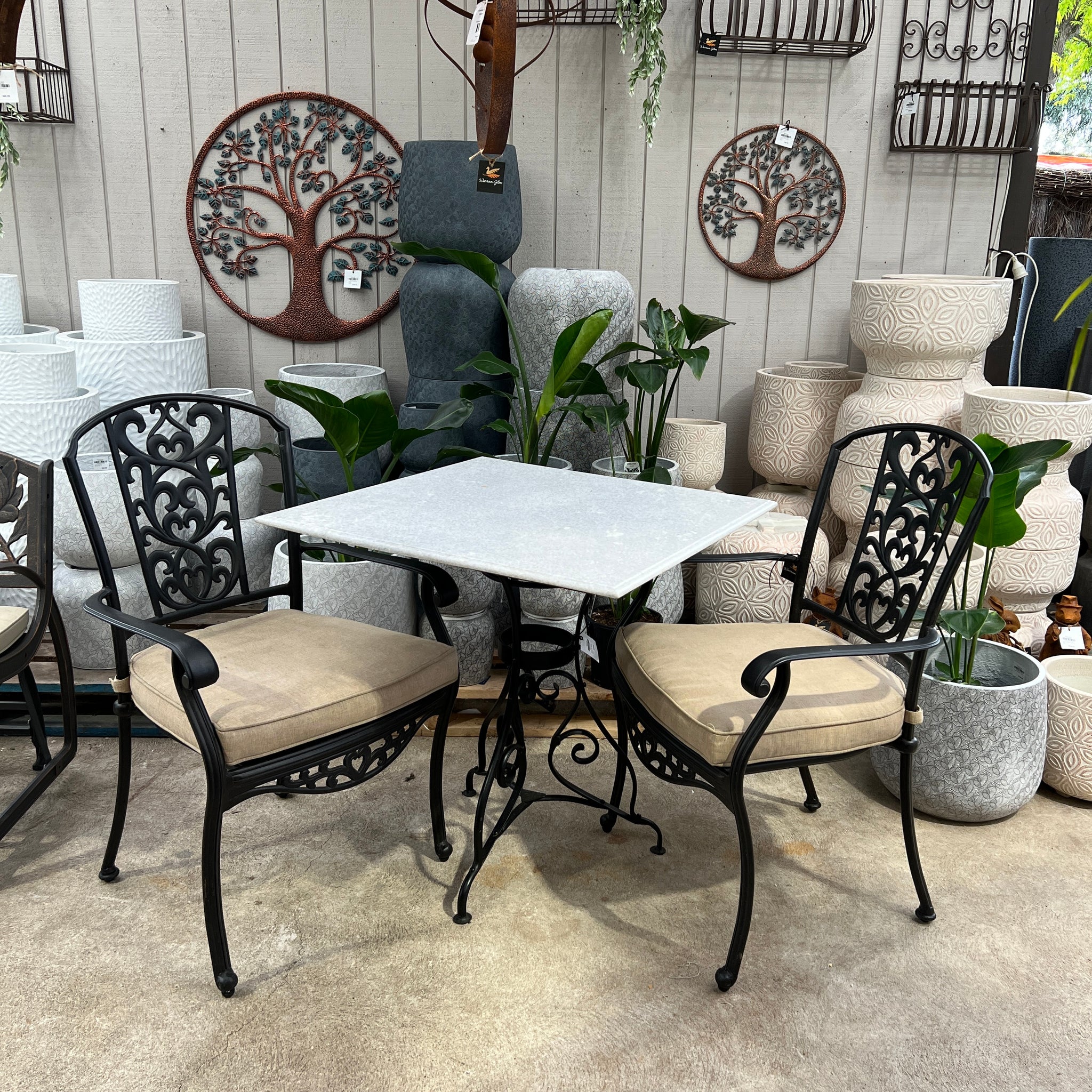 Paris Table Square Marble Top 75x79cm
