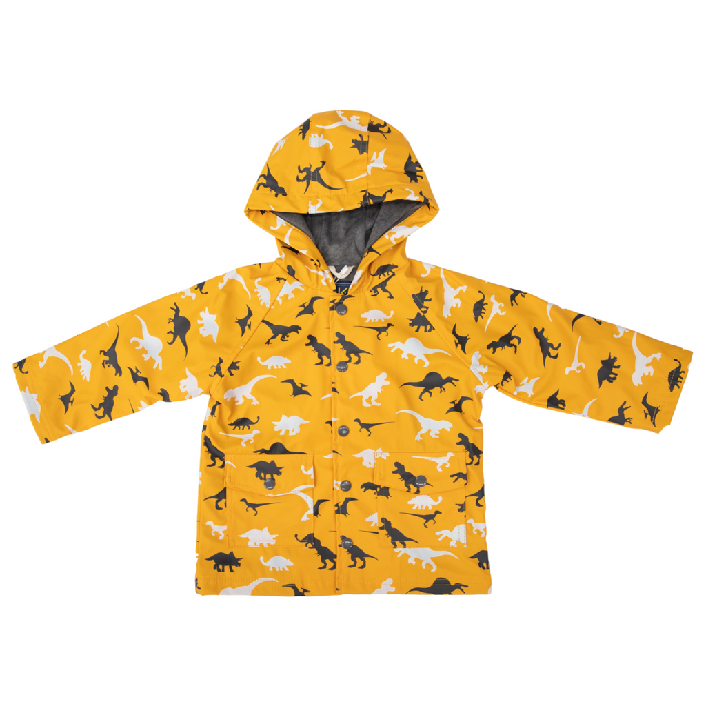 Colour Change Raincoat - Mustard Dino