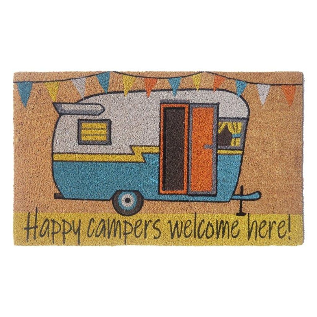 Doormat - PVC Coir Happy Camper 45x75cm