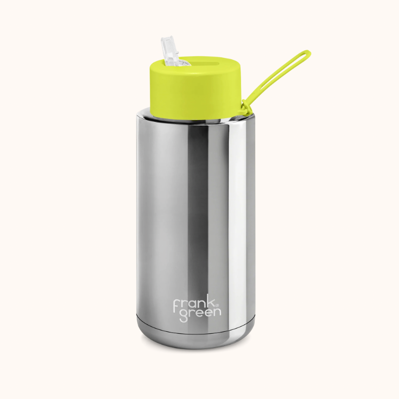 Ceramic Reusable Bottle - Silver/Yellow 34oz