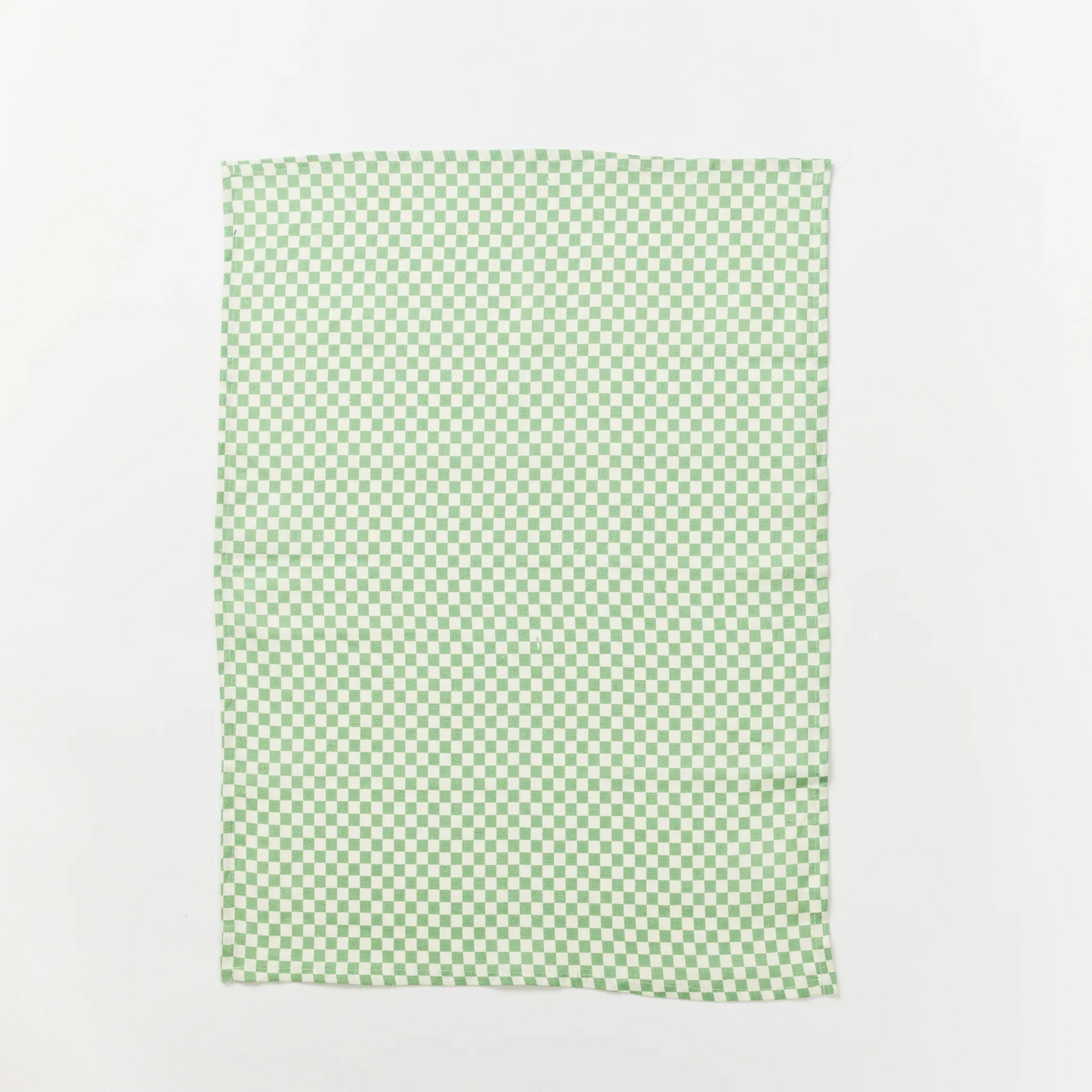 Tiny Checkers Sage - Teatowel