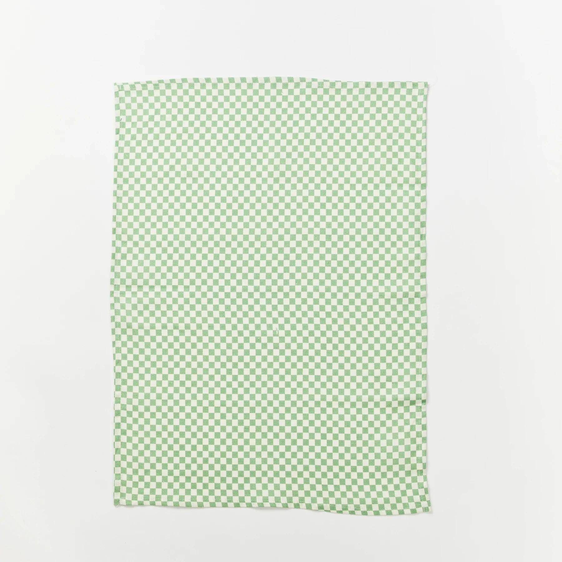Tiny Checkers Sage - Teatowel