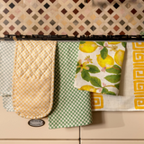 Tiny Checkers Sage - Teatowel