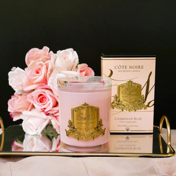 Gold Badge Candle 450g - Pink Champagne