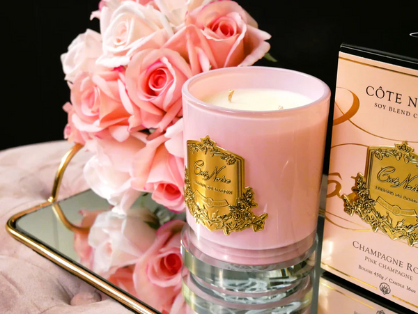 Gold Badge Candle 450g - Pink Champagne