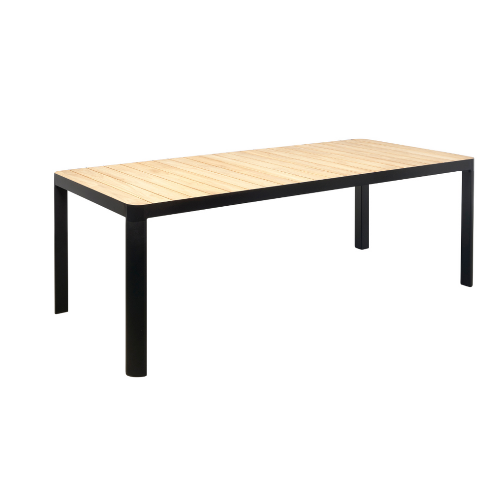 Bonn Teak Table 220 x 100cm - Black Frame